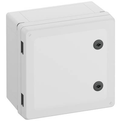 Boîte de raccordement électrique avec deux trappes transparentes, adaptée aux environnements intérieurs et extérieurs, au design neutre.