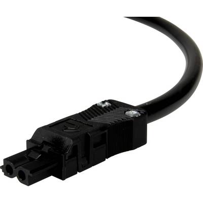 Câble réseau noir avec une fiche rectangulaire présentant deux ouvertures rondes, adapté à l'alimentation électrique des appareils électroniques.