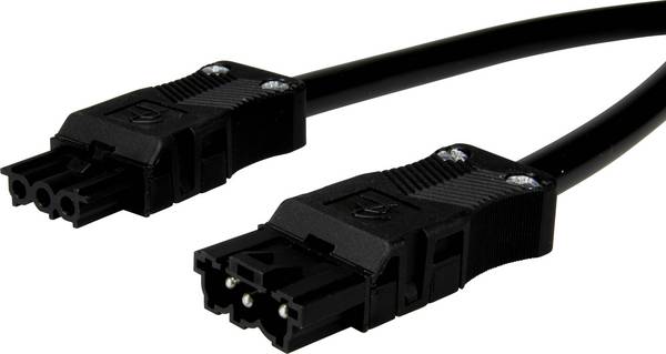 Adels-Contact 14876310 Câble de raccordement secteur Alimentation mâle - Alimentation femelle Nombre total de pôles: 2 + PE noir 1.00 m 75 pc(s)