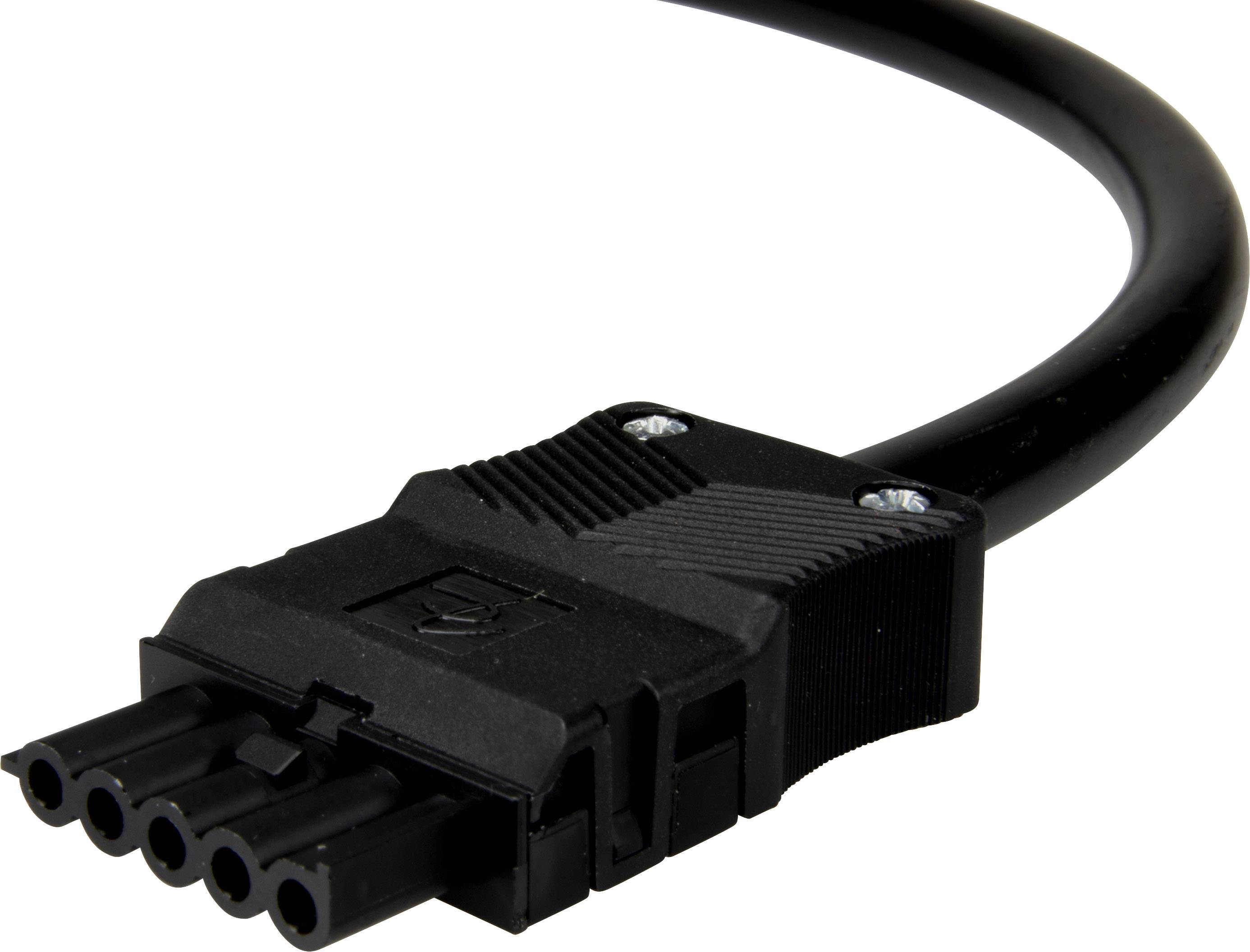 'Connecteur industriel noir à quatre broches avec poignée striée.'