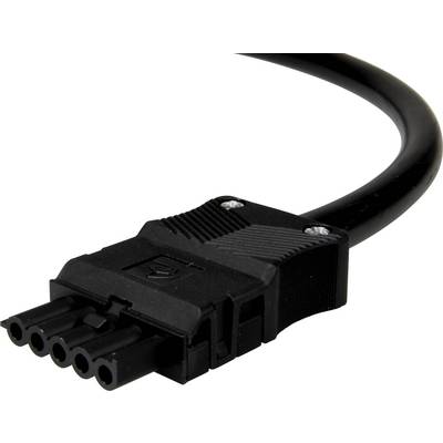 'Connecteur industriel noir à quatre broches avec poignée striée.'