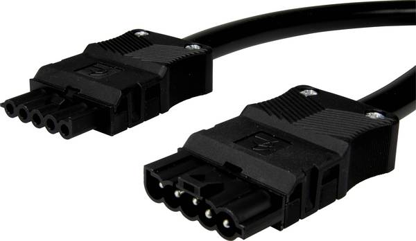 Adels-Contact 92876510 Câble de raccordement secteur Alimentation mâle - Alimentation femelle Nombre total de pôles: 4 + PE noir 1.00 m 30 pc(s)