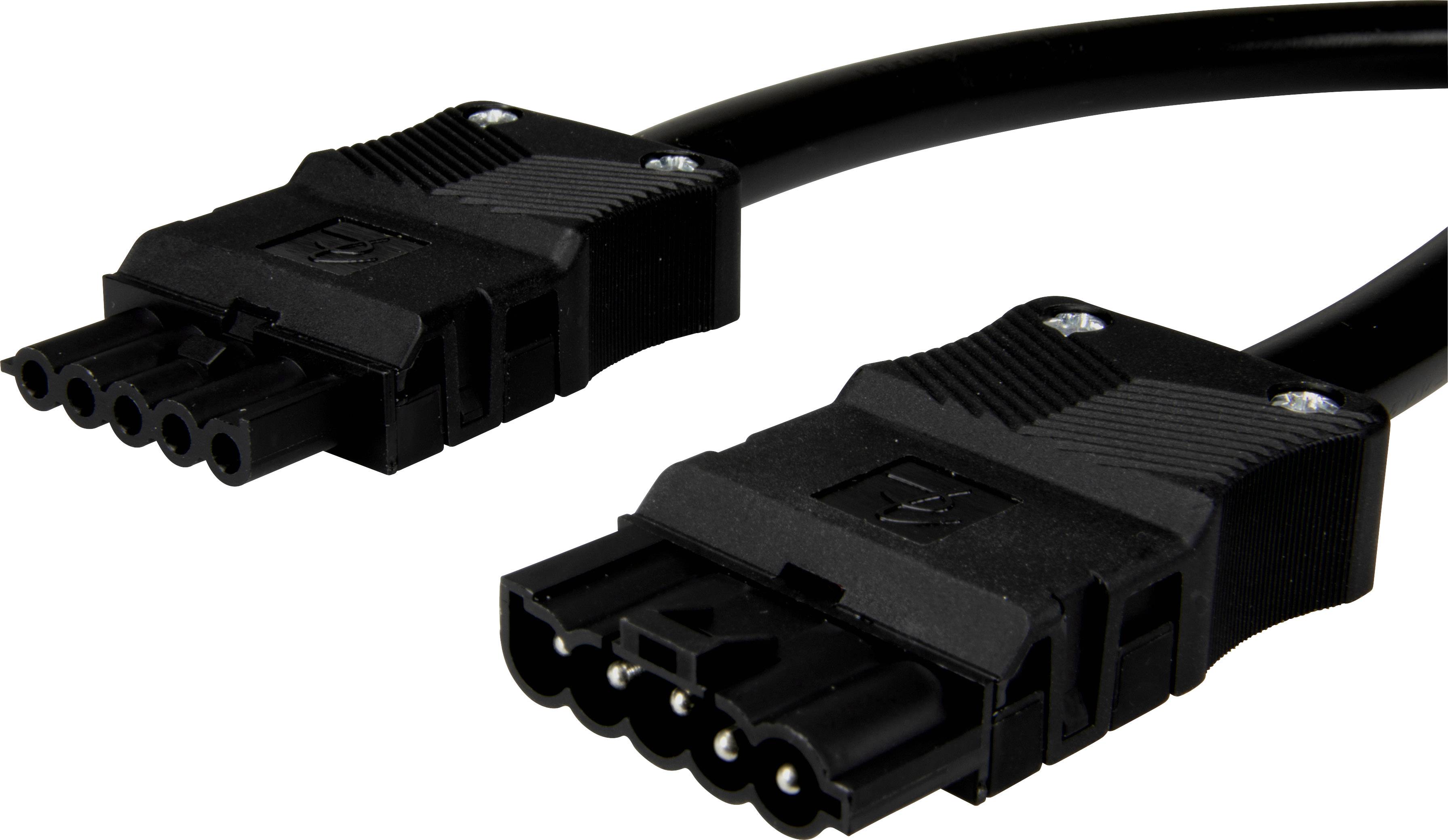 Deux câbles de connexion noirs avec des connecteurs rectangulaires placés côte à côte.