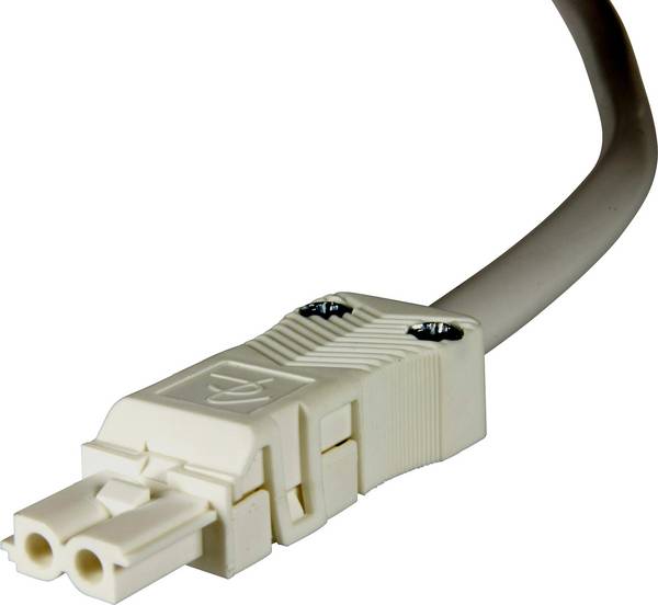 Adels-Contact 14845230 Câble de raccordement secteur extrémité(s) ouverte(s) - Alimentation femelle Nombre total de pôles: 2 blanc 3.00 m 25 pc(s)