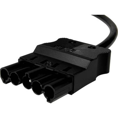 Prise électrique noire à quatre contacts, utilisée pour des applications à haute performance.