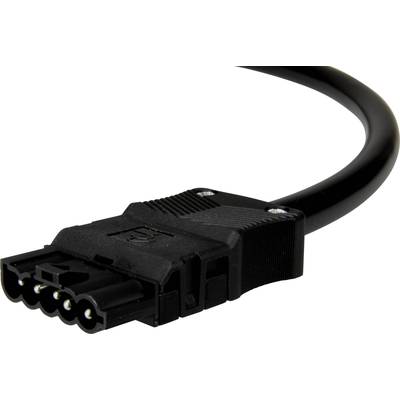 Câble électrique noir avec fiche rectangulaire ; cinq bornes visibles. Adapté pour les connexions électriques dans les appareils.