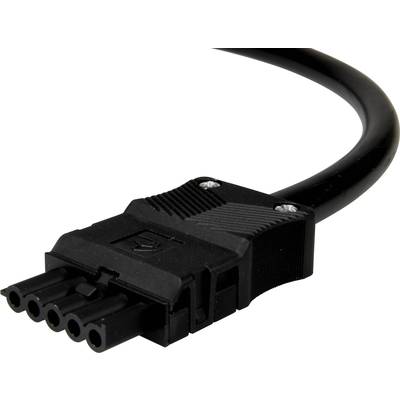 Un connecteur noir à cinq broches avec câble coudé, adapté pour les connexions dans les systèmes électroniques ou électriques.