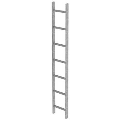Une échelle verticale à six échelons, grise, en métal ou en bois.