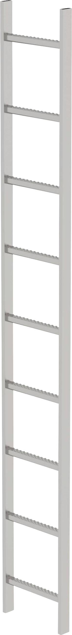 'Étagère individuelle en bois avec huit tablettes horizontales, étroite et haute, autoportante.'