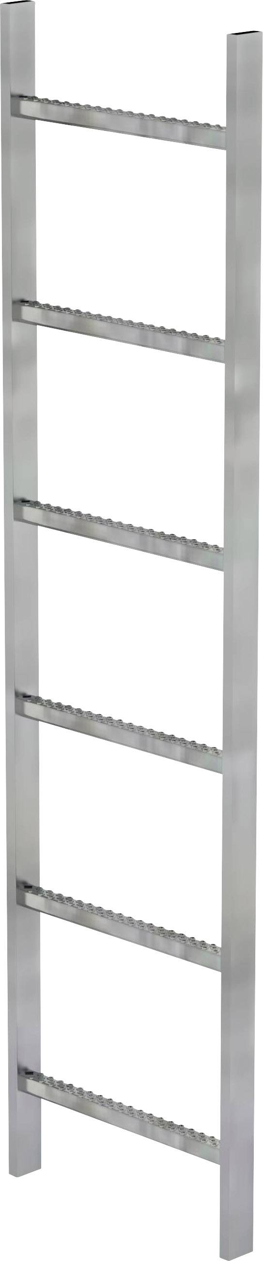 Rampe métallique à six marches dans un design épuré, positionnée verticalement.