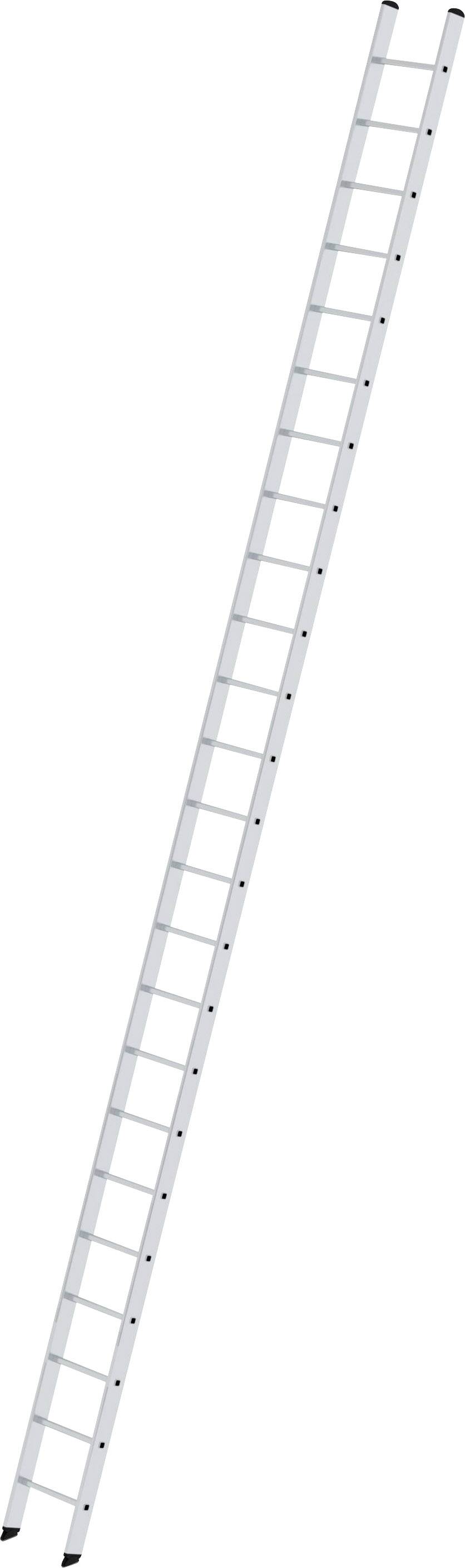 Échelle en aluminium avec 25 échelons, dépliée en position inclinée pour une utilisation en hauteur, à l'intérieur comme à l'extérieur.