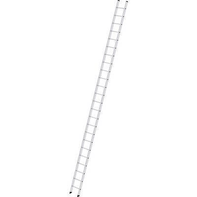 Échelle en aluminium avec 25 échelons, dépliée en position inclinée pour une utilisation en hauteur, à l'intérieur comme à l'extérieur.