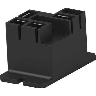 Un adaptateur multiports en plastique noir, présenté sous un angle incliné, sur un fond blanc.