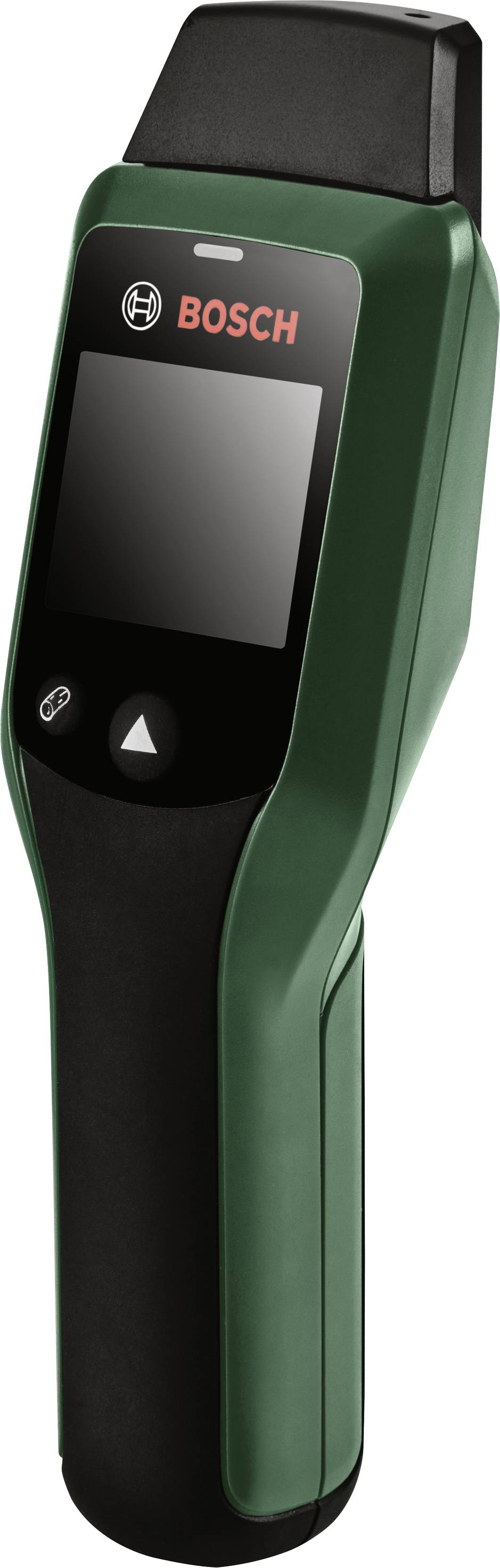 Un appareil de mesure électronique noir et vert avec un écran et des boutons, le logo de marque 'BOSCH' en rouge en haut de l'appareil.