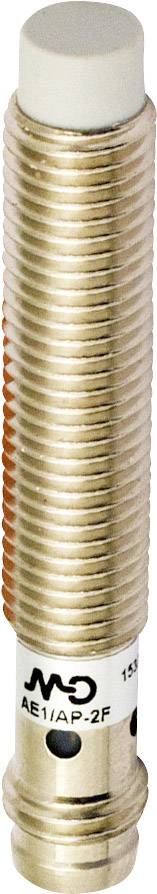 Capteur métallique de forme cylindrique avec boîtier nervuré et capuchon blanc, avec l'inscription latérale 'AE1/AP-ZF'.