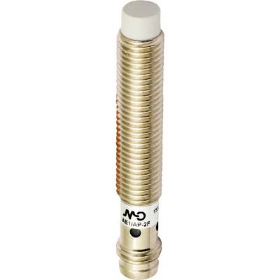 Capteur métallique de forme cylindrique avec boîtier nervuré et capuchon blanc, avec l'inscription latérale 'AE1/AP-ZF'.