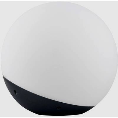 Lampe sphérique à base noire, au design moderne.
