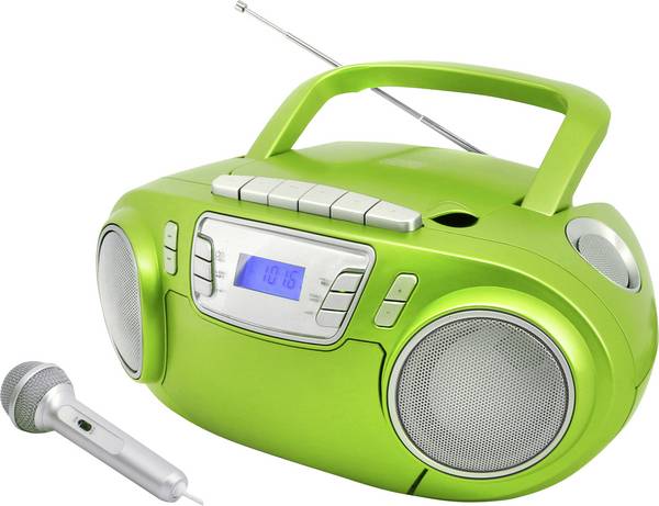 soundmaster SCD5800GR Radio-lecteur CD FM USB, Cassette, Radiocassette  avec microphone vert