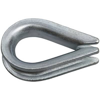 Œillet métallique en forme de goutte, souvent utilisé pour renforcer les œillets de câble en acier, fabriqué en métal argenté.