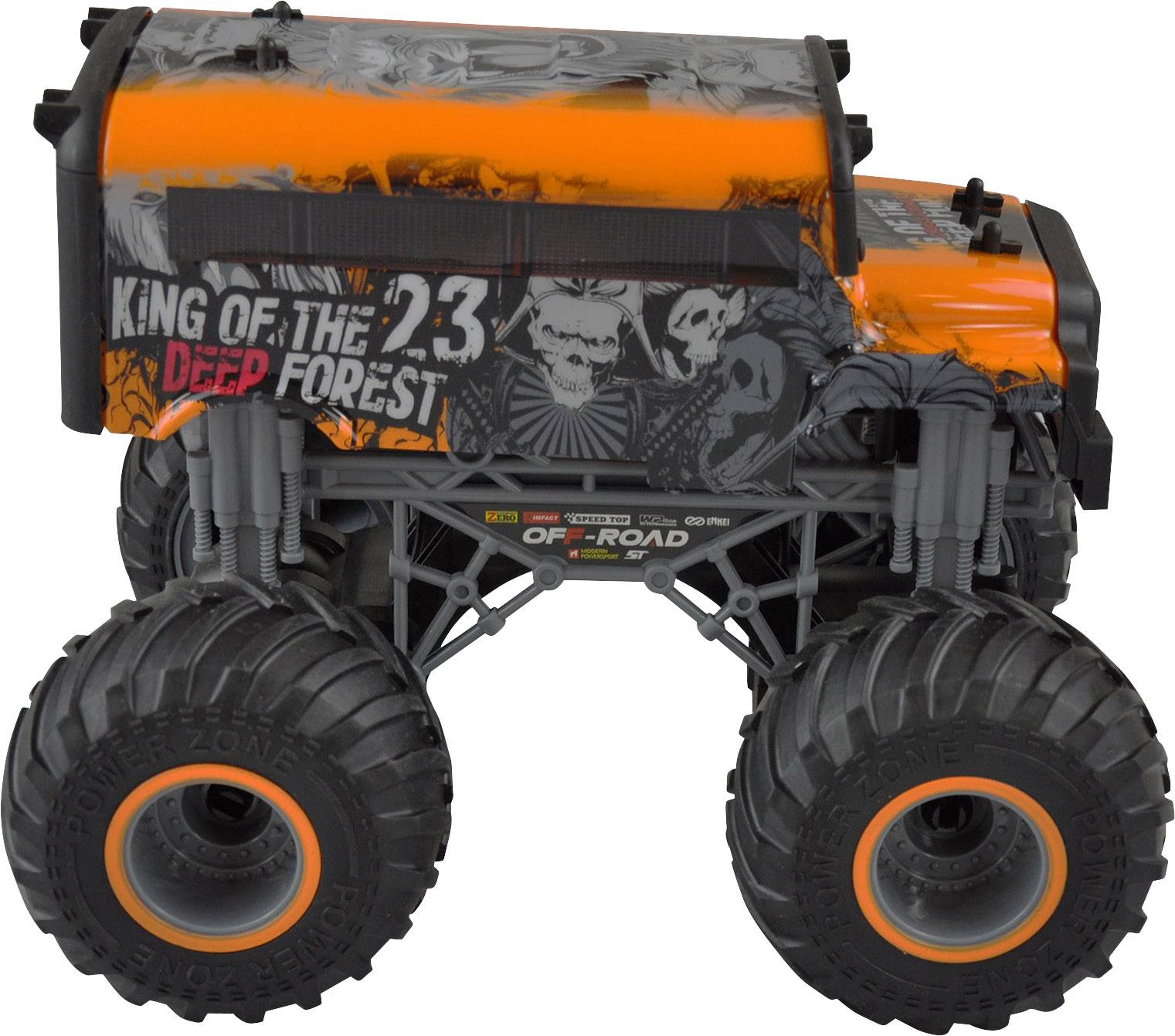 Amewi Crazy SchoolBus orange 1:16 Véhicule RC débutant électrique Monstertruck 100% RtR 2,4 GHz avec accu, chargeur et p-3