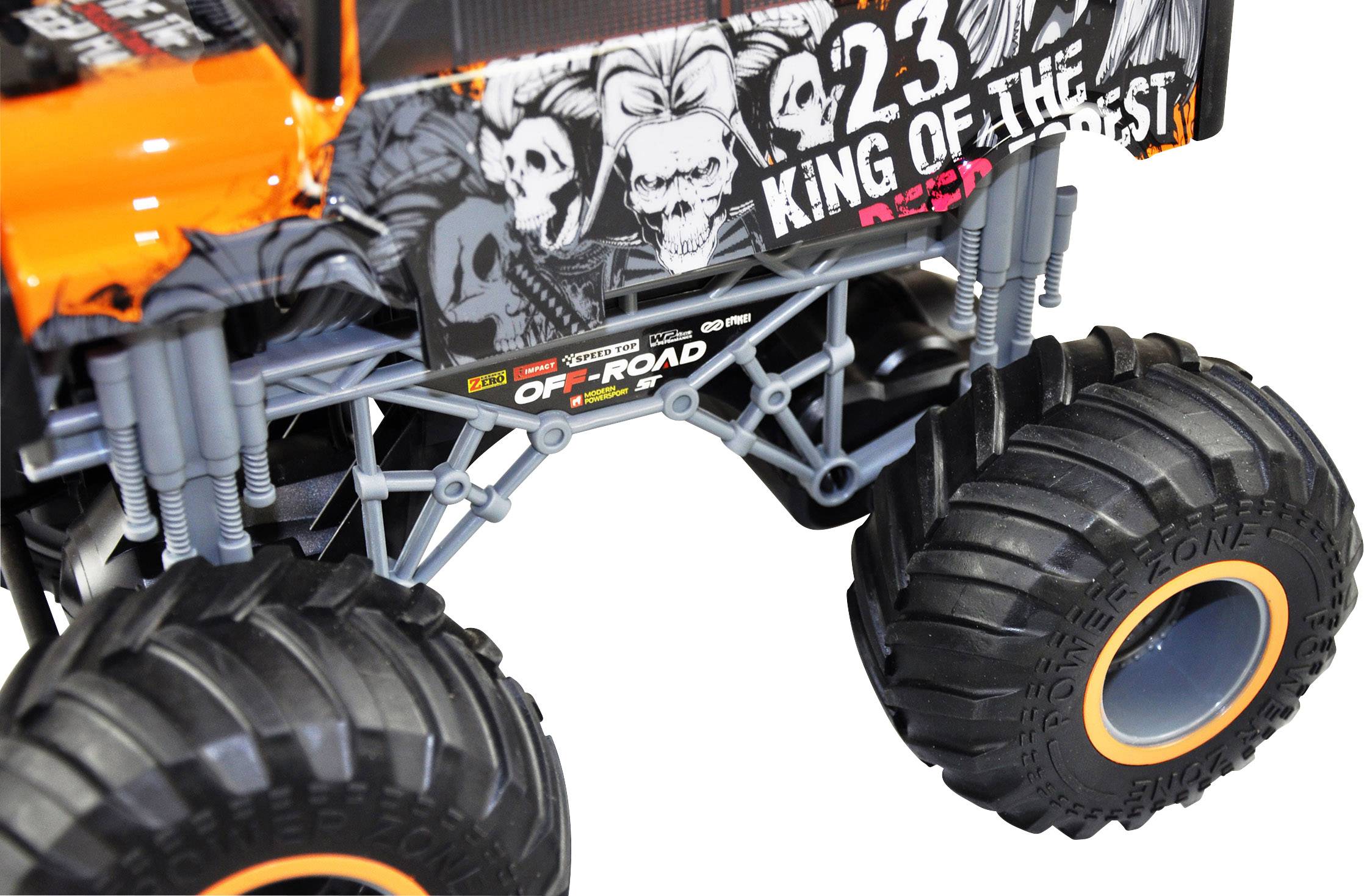 Amewi Crazy SchoolBus orange 1:16 Véhicule RC débutant électrique Monstertruck 100% RtR 2,4 GHz avec accu, chargeur et p-7