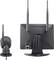 Une caméra de surveillance sans fil avec moniteur. La caméra dispose d'une antenne pour la transmission du signal. Le moniteur présente des connexions sur sa face arrière.