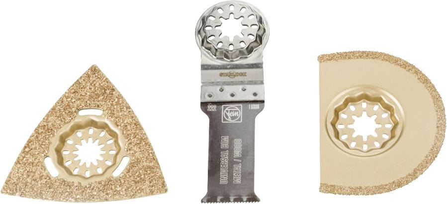 Trois outils multifonctions dorés avec des formes et des fonctions différentes pour le travail des matériaux tels que le bois et le métal.