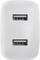 Une prise USB blanche avec deux ports USB pour charger des appareils électroniques.