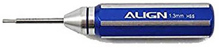 Tournevis bleu avec embout argenté, portant l'inscription 'ALIGN 1.5mm x45' sur le manche.