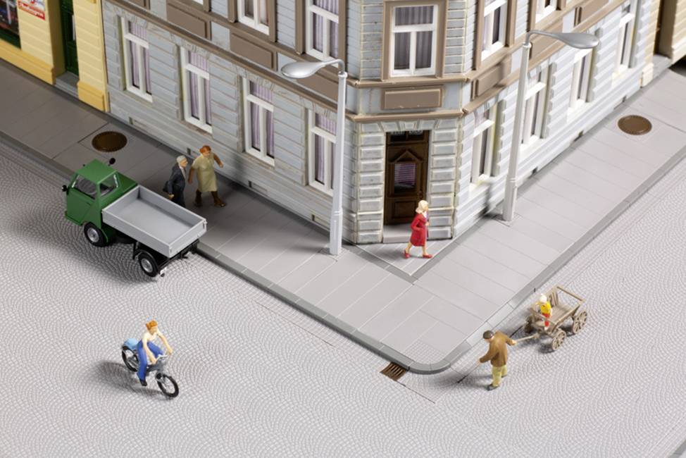 Auhagen 42657 H0, TT Panneaux de trottoir avec accessoires
