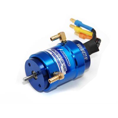 Moteur électrique bleu avec bornes en cuivre et câbles multicolores. Texte sur le moteur : « ROAR Racing ». Utilisé dans les véhicules télécommandés.