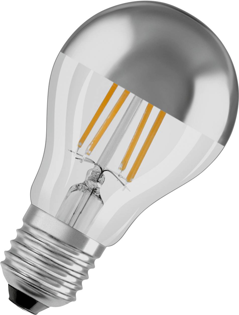 Ampoule LED à culot E27, avec abat-jour en verre transparent et filaments apparents. Économe en énergie, adaptée aux supports standard.