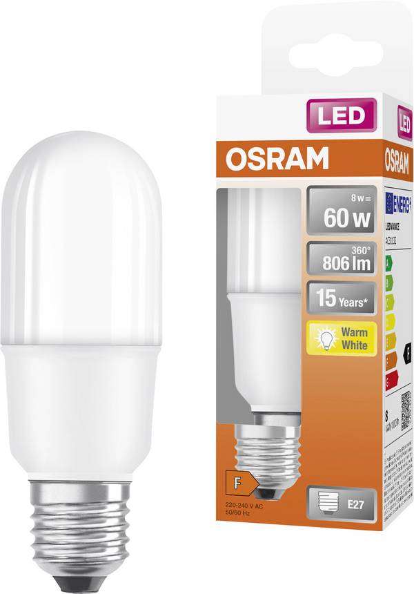 OSRAM HOMELIGHTING 4058075428447 LED CEE F (A - G) E27 forme de cône 8 W = 60 W blanc chaud (Ø x H) 36 mm x 114 mm  1 pc(s)