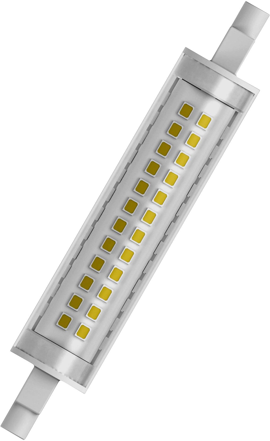 Un barreau lumineux à LED avec plusieurs diodes électroluminescentes jaunes, de forme cylindrique, destiné aux applications d'éclairage électrique.