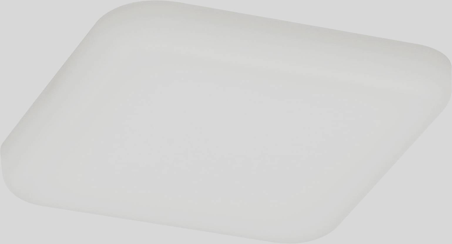 Plafonnier carré blanc en plastique. Design minimaliste, adapté aux espaces modernes.