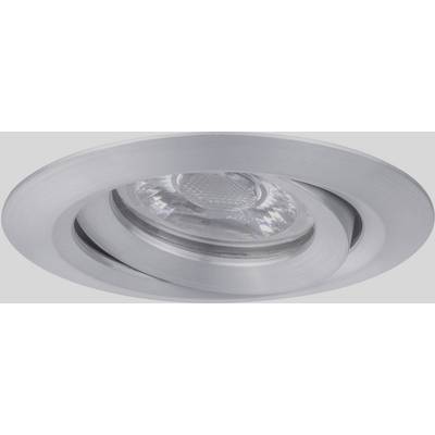 Un spot encastrable rond avec un cadre argenté et un éclairage LED orientable, adapté à l'éclairage intérieur moderne.