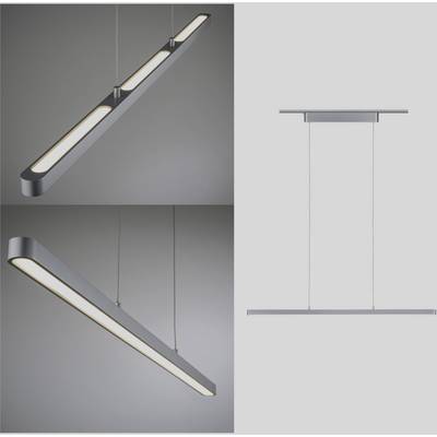 'Suspension lumineuse au design moderne à la forme rectangulaire élancée. Présentée sous trois angles différents.'
