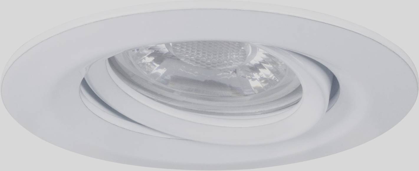 Spot encastrable blanc, avec cadre orientable pour ajuster l'angle d'éclairage. Parfait pour un éclairage ciblé dans les espaces intérieurs.
