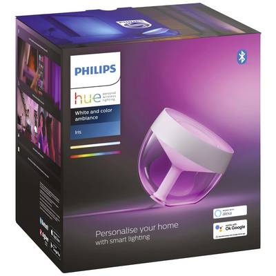Lampe de table Philips Hue Iris pour éclairage coloré et blanc, compatible avec Alexa et Google Assistant, compatible Bluetooth.