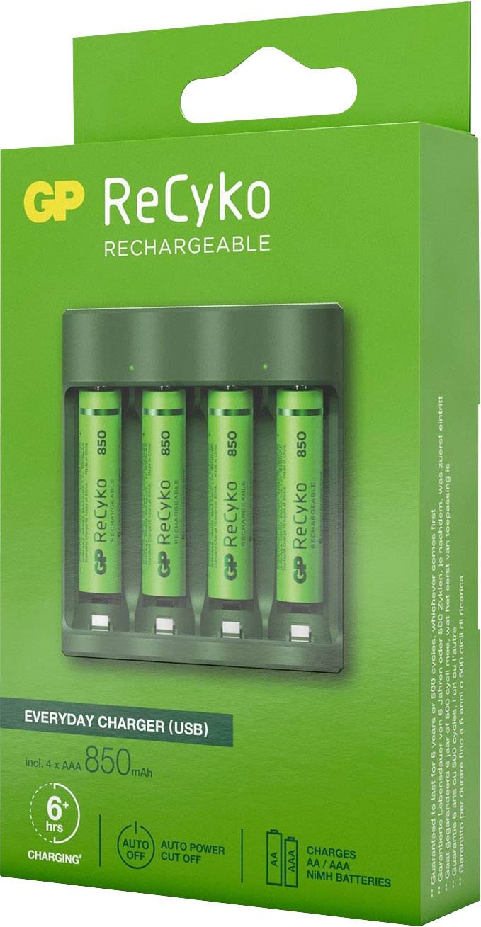 GP GPRCKCH421U349 Chargeur de piles rondes NiMH LR03 (AAA), LR6 (AA)-3