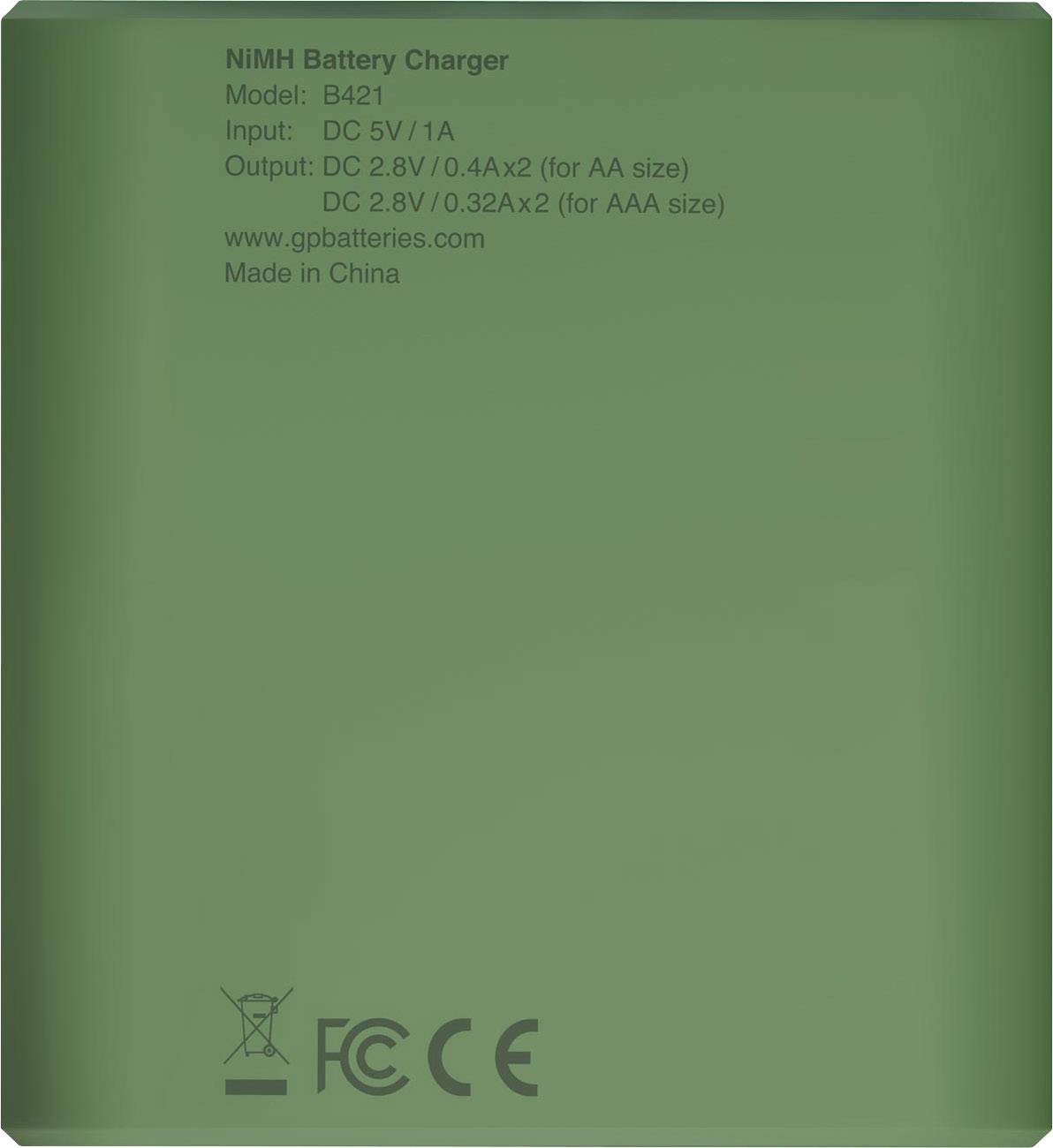 GP GPRCKCH421U370 Chargeur de piles rondes NiMH LR03 (AAA), LR6 (AA)-5