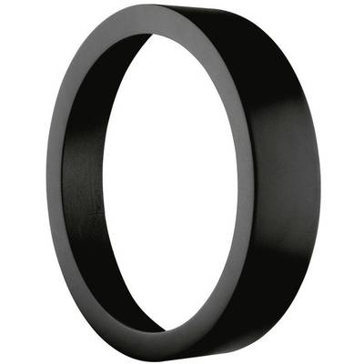 Un anneau noir, circulaire, en plastique ou en métal, représenté en vue tridimensionnelle, sans détails ou motifs visibles.