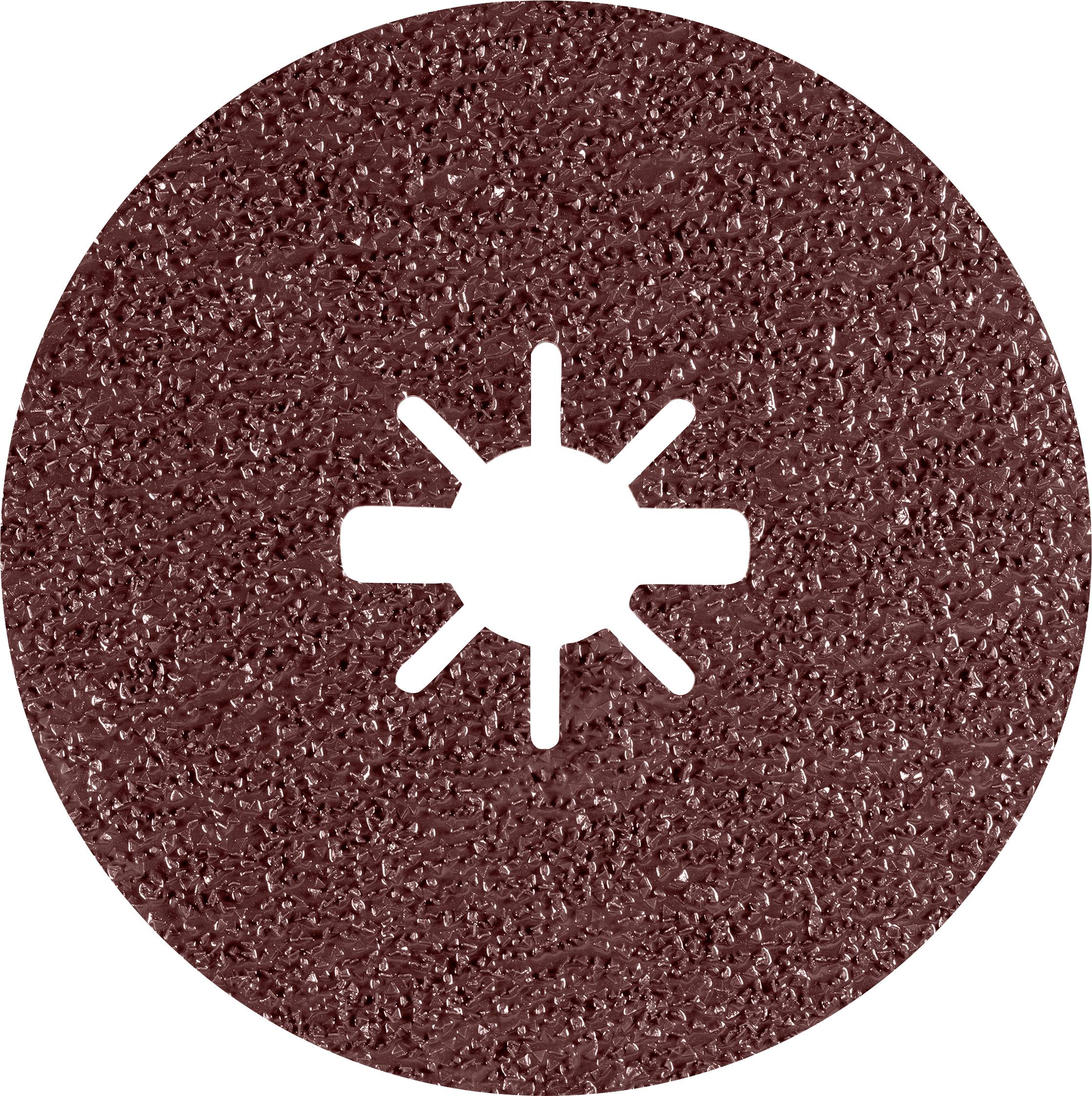 Disque de meulage circulaire à grain grossier avec un motif circulaire au centre, adapté pour le traitement de surface.