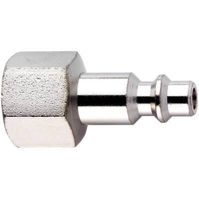 Un raccord de tuyau métallique présentant un profil hexagonal sur le côté gauche et une ouverture cylindrique lisse sur le côté droit.