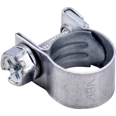 Un collier de serrage en métal argenté avec un mécanisme à vis pour fixer des tuyaux sur des tubes ou des raccords.