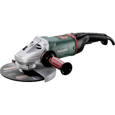 Meuleuse angulaire électrique Metabo avec poignée latérale et disque de coupe sur fond blanc.