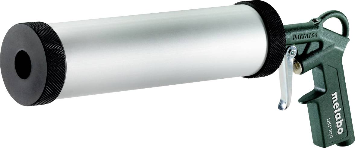 Applicateur de cartouche Metabo PATENTO avec tube cylindrique argenté et embouts noirs, utilisé pour les tubes de scellement ou de mastic.
