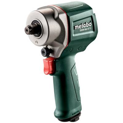 Clé à choc sans fil Metabo verte avec gâchette rouge, présentée sur un fond blanc, étiquetée « metabo » et « OSSW 500-1/2 C ».