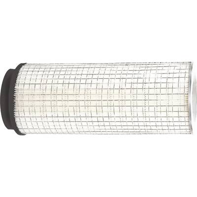 Cartouche de filtre à air en maille blanche cylindrique avec des bouchons d'extrémité noirs, présentée sur un fond blanc.