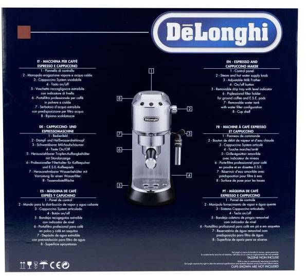 DeLonghi De'Longhi Siebträgermaschine Dedica EC 685.W Weiss Machine à expresso blanc 1350 W compatible pad E.S.E, avec e-1